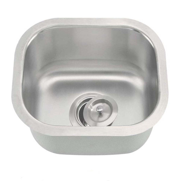 OAKLAND 13" L x 13" Undermount Kitchen/Bar Sink with Basket Strainer